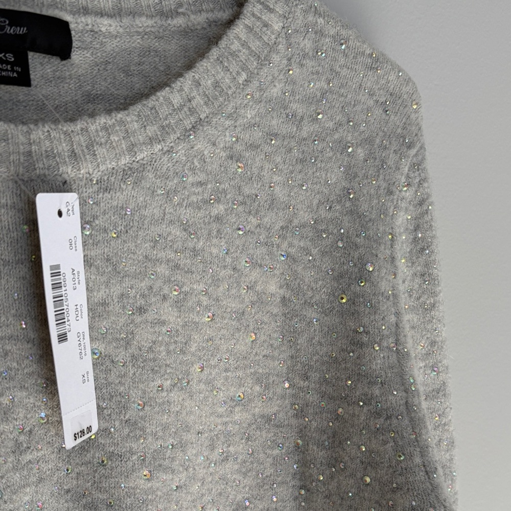 J. Crew Light Gray Sweater with Sparkle Accents - xs NWT - Picture 4 of 16